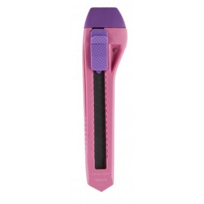 Канцелярский нож розовый с автоблокировкой, 18 мм