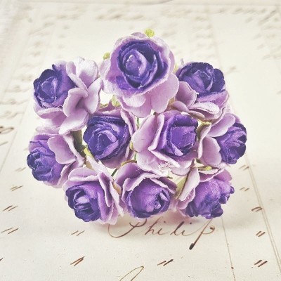 Розы 1,5 см, темно-фиолетовые с лиловым (10 шт)