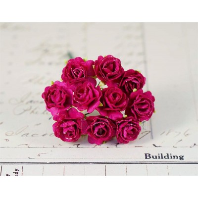 Розы 1,5 см, темно-розовые, 10 шт