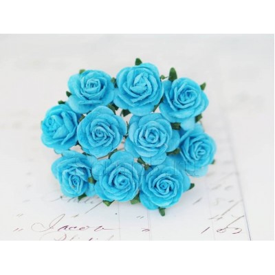 Розы 2 см, лазурно-голубые (10 шт)