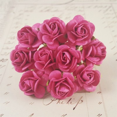 Розы 2 см, темно-розовые (10 шт)