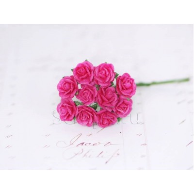 Розы 1 см, темно-розовые (10 шт)